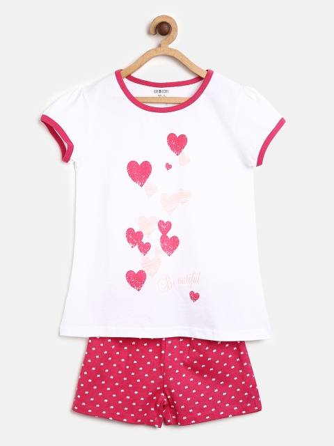 

Palm Tree Girls White & Pink Printed T-shirt with Shorts