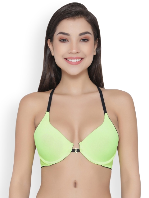 

Clovia Padded Underwired Push-Up Front Open Cage Back T-Shirt Bra, Green