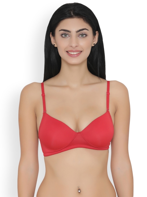 

Clovia Red Solid Non-Wired Padded T-shirt Bra BR1132P0934C
