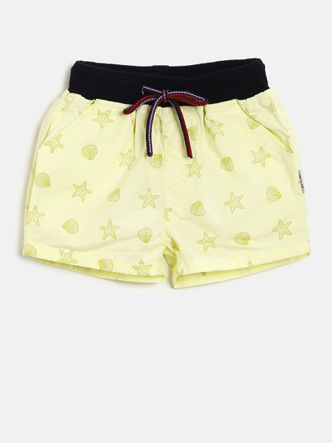 

Gini and Jony Girls Yellow Printed Regular Fit Regular Shorts