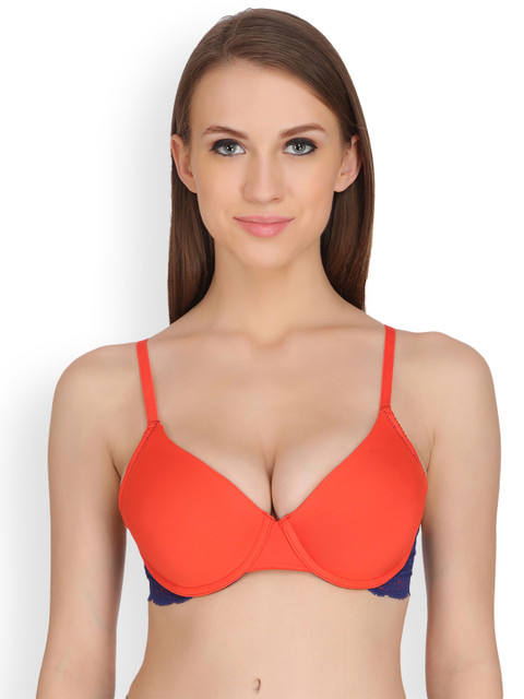 

Clovia Orange Solid Underwired Heavily Padded Push-Up Bra BR1195P1640C