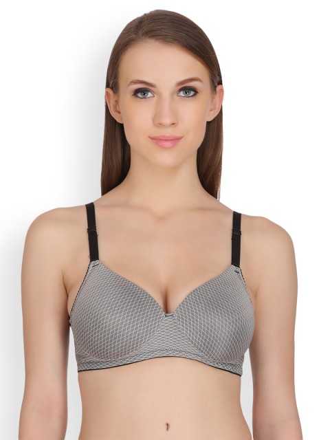 

Clovia Padded Non-Wired Printed Multiway T-Shirt Bra, Grey