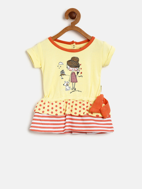 

Gini and Jony Girls Yellow Printed A-Line Dress