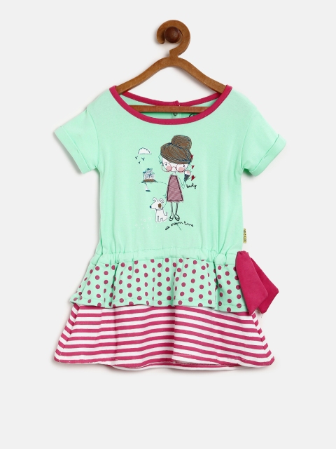 

Gini and Jony Girls Green Printed A-Line Dress