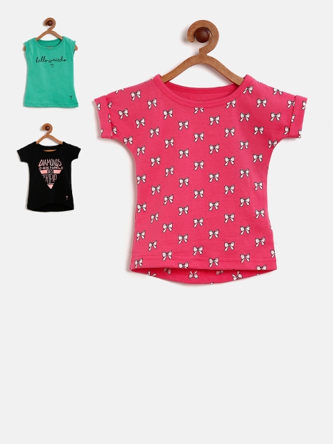 

Palm Tree Girls Pack of 3 Printed Tops, Pink