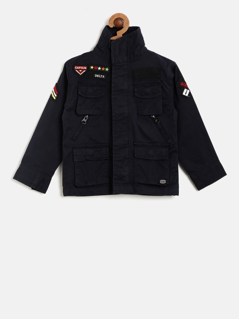 

Gini and Jony Boys Navy Blue Solid Bomber Jacket