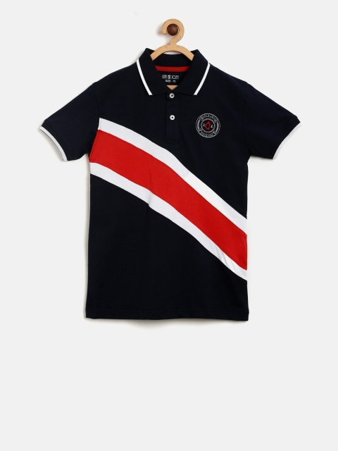 

Gini and Jony Boys Navy & Red Printed Polo Collar T-shirt, Navy blue