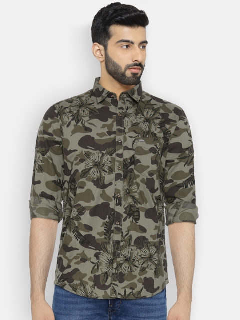 

Pepe Jeans Men Olive Green Slim Fit Printed Casual Shirt