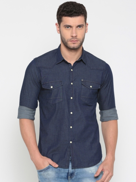 

Pepe Jeans Men Blue Slim Fit Solid Casual Shirt