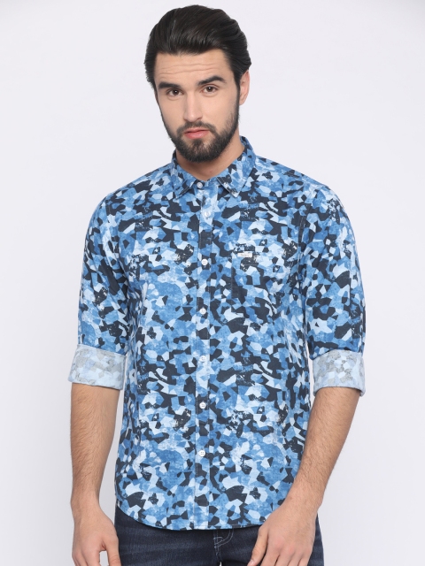 

Pepe Jeans Men Black & Blue Slim Fit Printed Casual Shirt