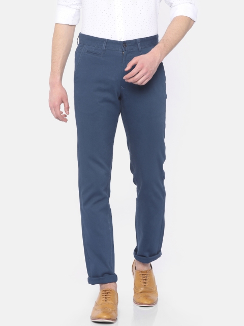 

John Miller Hangout Men Blue Slim Fit Self Design Regular Trousers