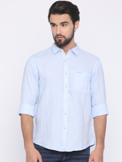 

Pepe Jeans Men Blue Regular Fit Solid Casual Shirt