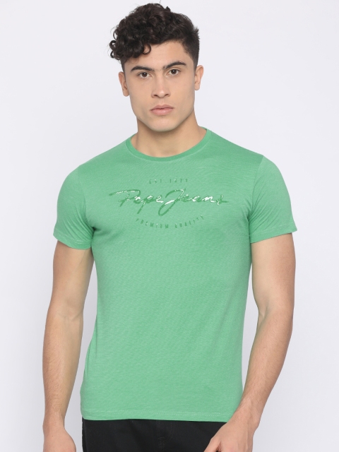 

Pepe Jeans Men Green Solid Round Neck T-shirt