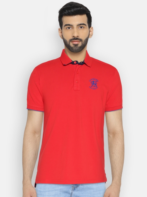 

Pepe Jeans Men Red Solid Polo Collar Pure Cotton T-shirt