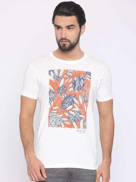 

Pepe Jeans Men White Printed Round Neck T-shirt