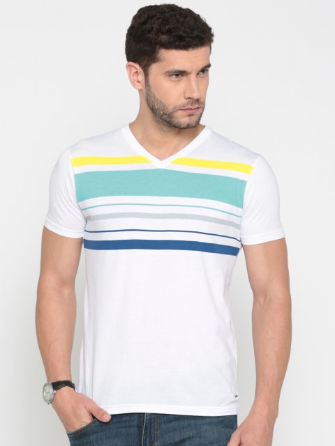 

Pepe Jeans Men White Striped Round Neck T-shirt