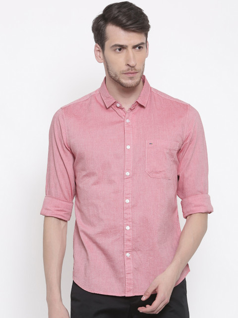 

Indigo Nation Men Pink Slim Fit Solid Casual Shirt