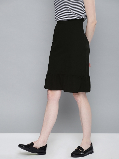 

Chemistry Edition Women Black Solid A-Line Skirt