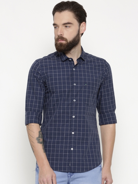 

Indigo Nation Men Navy Blue & White Slim Fit Checked Casual Shirt