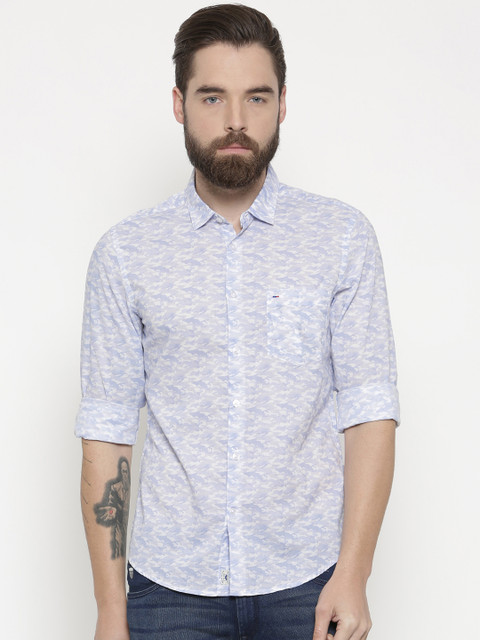 

Indigo Nation Men Blue & White Slim Fit Printed Casual Shirt