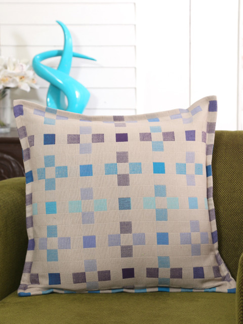 

MASPAR Beige Single Geometric Square Cushion Cover