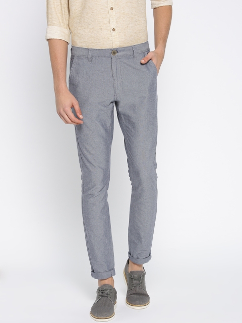 

Indigo Nation Men Grey Slim Fit Solid Regular Trousers