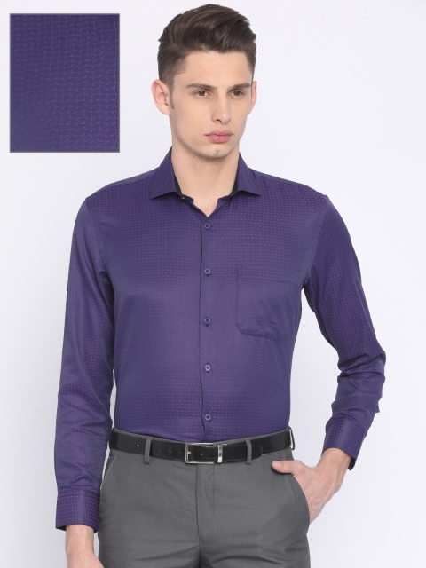 

John Miller Men Purple Smart Slim Fit Self Design Party Shirt