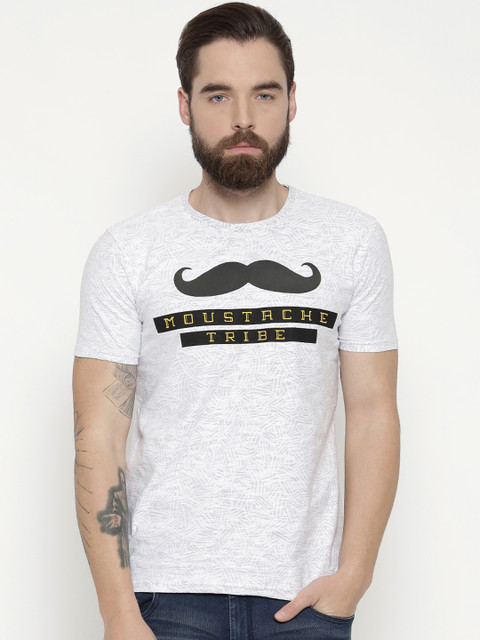 

Indigo Nation Men White Printed Round Neck T-shirt