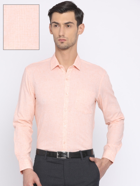 

John Miller Men Orange Smart Slim Fit Checked Formal Shirt
