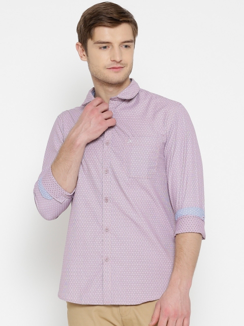 

John Miller Hangout Men Pink & Navy Blue Slim Fit Checked Casual Shirt