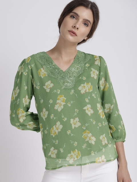 

Chemistry Women Green Floral Printed Top