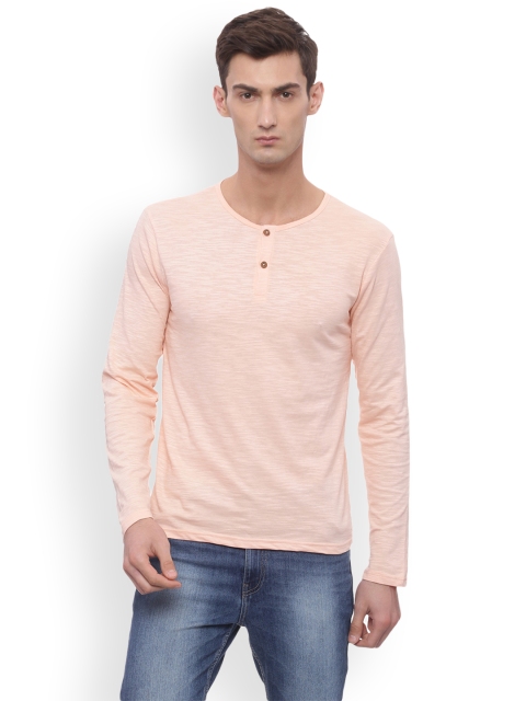 

Bareblow Men Coral Solid Henley Neck Lounge T-shirt BBHN01