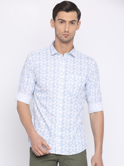 

John Miller Hangout Men Blue & White Slim Fit Printed Casual Shirt