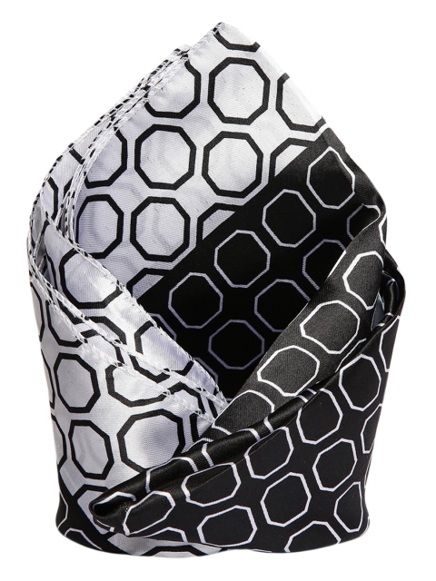 

Alvaro Castagnino Men Black & White Printed Pocket Square