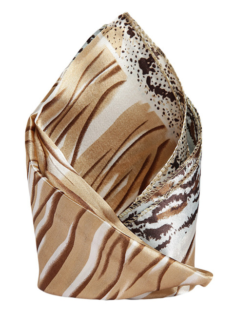 

Alvaro Castagnino Men White & Brown Printed Pocket Square