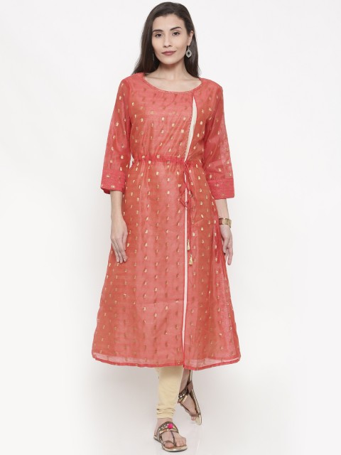 

Melange by Lifestyle Women Red Woven Design A-Line Kurta