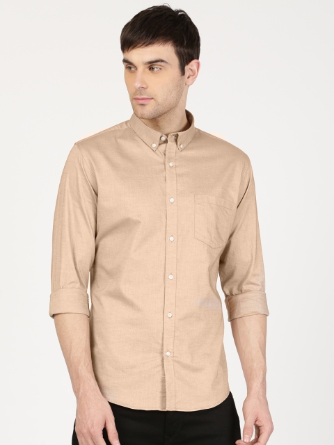 

ether Men Beige Slim Fit Anti-Microbial Casual Shirt