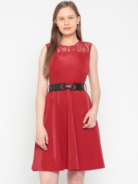 

Deal Jeans Women Red Solid A-Line Dress