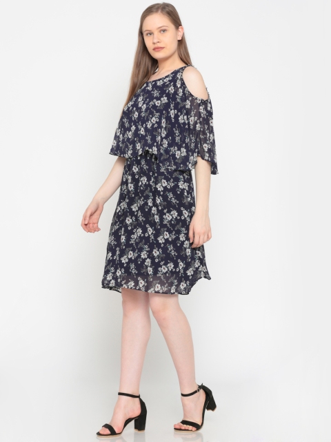 

Deal Jeans Women Navy Printed A-Line Dress, Navy blue