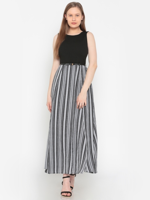 

Deal Jeans Women Black Striped Maxi Dress