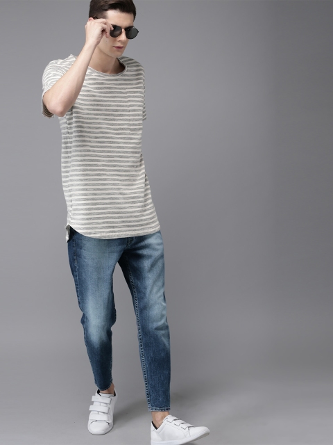 

Moda Rapido Men Blue Tapered Fit Cropped Mid-Rise Clean Look Stretchable Jeans