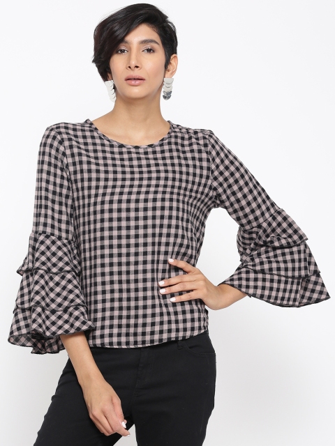 

ONLY Women Mauve & Black Checked Top