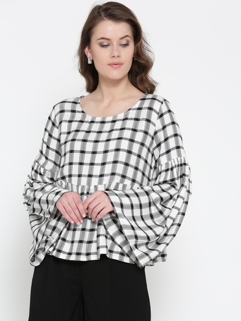 

ONLY Women Black & White Checked Top