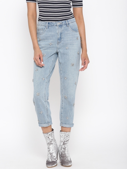 

ONLY Women Blue Skinny Fit High-Rise Clean Look Cropped Jeans