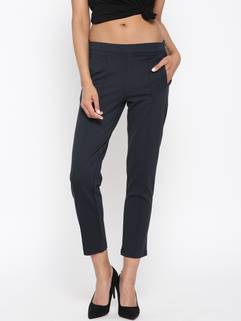 

ONLY Women Navy Blue Regular Fit Solid Cropped Trousers