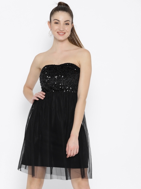 

ONLY Women Black Embellished Empire Dress