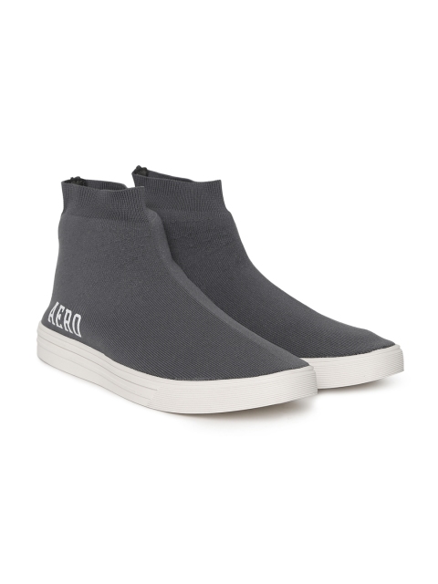 

Aeropostale Men Grey Solid Suede Mid-Top Slip-On CUMMINS Sneakers