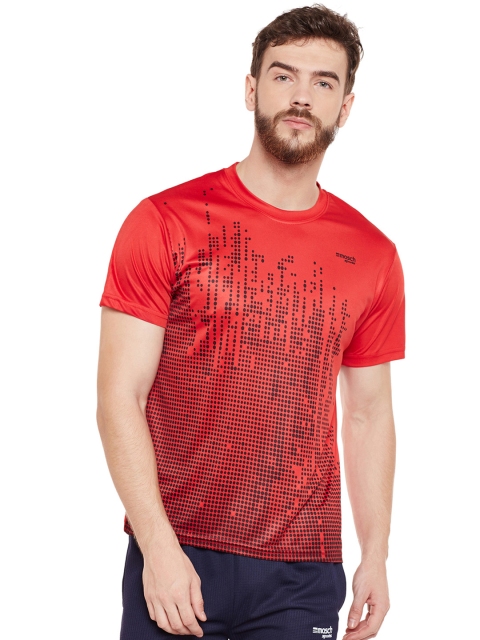 

Masch Sports Men Red Rapid Dry Printed Round Neck T-shirt