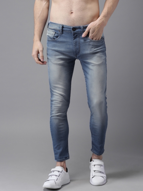

HERE&NOW Men Blue Skinny Fit Mid-Rise Clean Look Cropped Stretchable Jeans