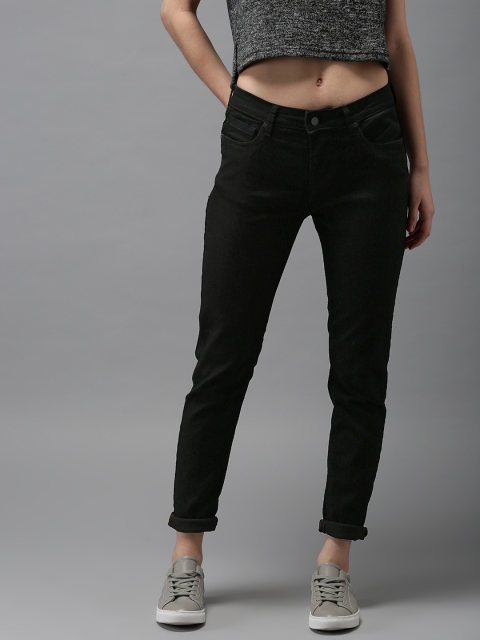 

HERE&NOW Women Black Slim Fit Mid-Rise Clean Look Stretchable Jeans